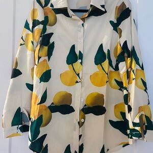 Lemon Print Button-Up Shirt